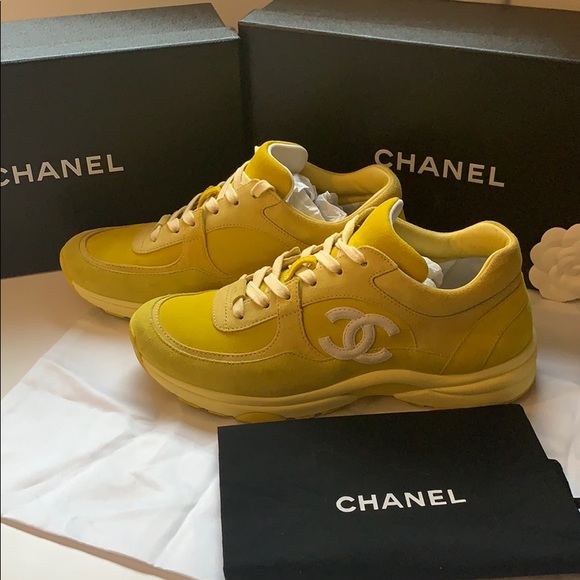 yellow chanel trainers